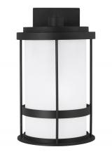 Generation Lighting Seagull 8690901D-12 - Wilburn modern 1-light outdoor exterior Dark Sky compliant medium wall lantern sconce in black finis