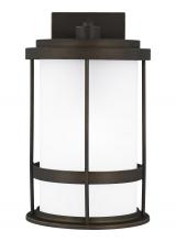 Generation Lighting Seagull 8690901D-71 - Wilburn modern 1-light outdoor exterior Dark Sky compliant medium wall lantern sconce in antique bro