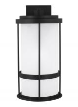 Generation Lighting Seagull 8790901DEN3-12 - Wilburn modern 1-light LED outdoor exterior Dark Sky compliant large wall lantern sconce in black fi