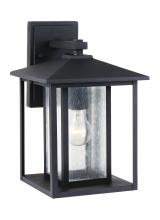 Generation Lighting Seagull 88027-12 - Hunnington contemporary 1-light outdoor exterior medium wall lantern in black finish with clear seed