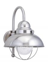 Generation Lighting Seagull 8871-98 - Sebring transitional 1-light outdoor exterior large wall lantern sconce in brushed stainless silver