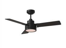 Generation Lighting Seagull 3JVR44MBKD - Jovie 44" Dimmable Indoor/Outdoor Integrated LED Indoor Midnight Black Ceiling Fan with Light Ki