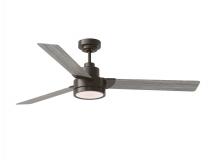 Generation Lighting Seagull 3JVR58AGPD - Jovie 58" Dimmable Indoor/Outdoor Integrated LED Aged Pewter Ceiling Fan with Light Kit, Handhel