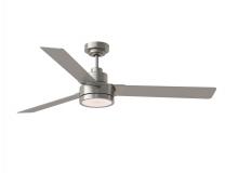 Generation Lighting Seagull 3JVR58BSD - Jovie 58" Dimmable Indoor/Outdoor Integrated LED Brushed Steel Ceiling Fan with Light Kit, Handh