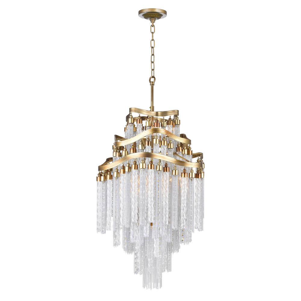 Storm 10 Light Down Chandelier With Gold Finish