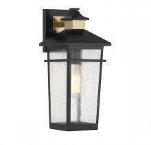 Savoy House 5-719-143 - Kingsley 1-Light Outdoor Wall Lantern in Matte Black with Warm Brass Accents