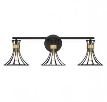 Savoy House 8-6080-3-143 - Breur 3-Light Bathroom Vanity Light in Matte Black with Warm Brass Accents