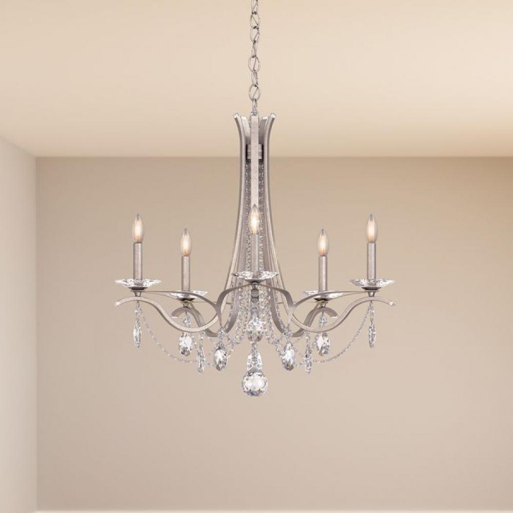 Vesca 5 Light 120V Chandelier in Antique Silver with Clear Heritage Handcut Crystal