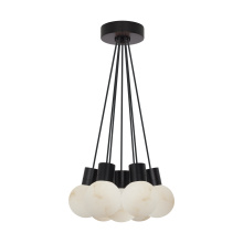 VC Modern TECH Lighting SLCH543WDBB - Mina Alabaster 7-Light Small Chandelier