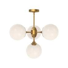  CH505426AGOP - Nouveau 26-in Aged Gold/Opal Matte Glass 4 Lights Chandeliers