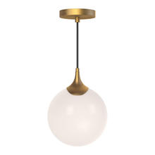 Alora Lighting PD505108AGOP - Nouveau 8-in Aged Gold/Opal Matte Glass 1 Light Pendant