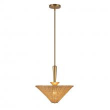  PD497016BGRA - Bridgette 16-in Brushed Gold/Rattan Socket Pendant