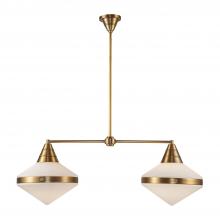  LP348241VBOP - Willard 41-in Vintage Brass/Opal Matte Glass 2 Lights Linear Pendant