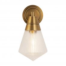  WV348106VBPG - Willard 6-in Vintage Brass/Prismatic Glass 1 Light Wall/Vanity