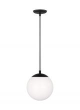 Studio Co. VC 6018EN3-112 - Leo - Hanging Globe 1-Light LED Small Pendant in Midnight Black Finish with Smooth White Glass Shade