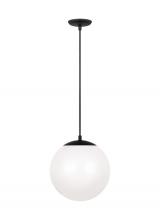 Studio Co. VC 6022EN3-112 - Leo - Hanging Globe 1-Light LED Large Pendant in Midnight Black Finish with Smooth White Glass Shade