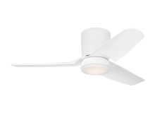 VC Monte Carlo Fans 3CGHR44RZWD - Colgin 44 Hugger LED Ceiling Fan in Matte White with Matte White Blades and Light Kit