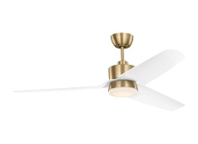 VC Monte Carlo Fans 3CGR56SBD - Colgin 56 LED Ceiling Fan in Satin Brass with Matte White Blades and Light Kit