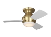VC Monte Carlo Fans 3IKHR32BBSD - Ikon 32 Hugger LED Ceiling Fan in Burnished Brass with Matte White Blades and Light Kit