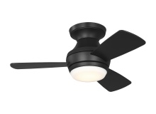 VC Monte Carlo Fans 3IKHR32MBKD - Ikon 32 Hugger LED Ceiling Fan in Midnight Black with Midnight Black / American Walnut Reversible