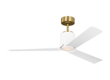 VC Monte Carlo Fans 3PESM52BBSD - Peel Smart 52 LED Ceiling Fan in Burnished Brass with Matte White Blades and Light Kit
